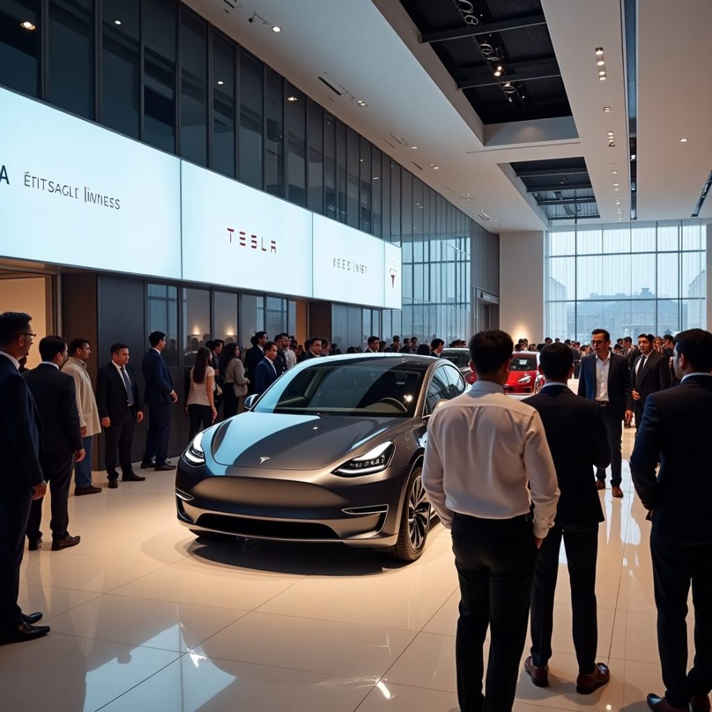 Tesla Model 3 and Model Y showcased at Mumbai showroom