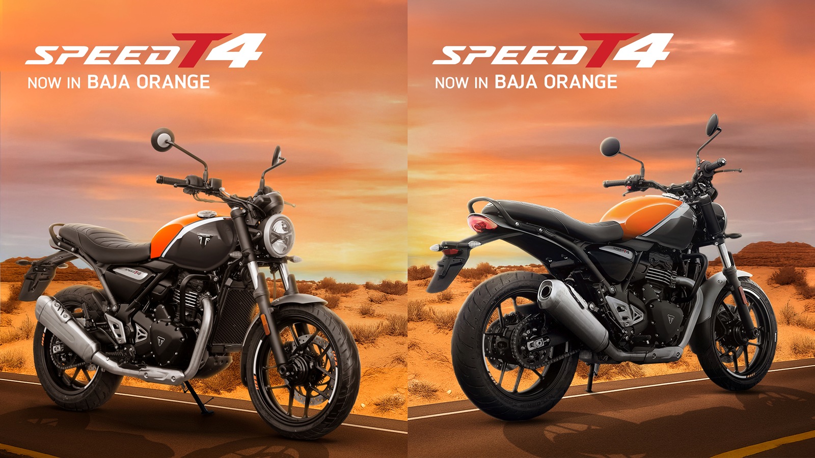 2025 Triumph Speed T4 Baja Orange colour side profile in India