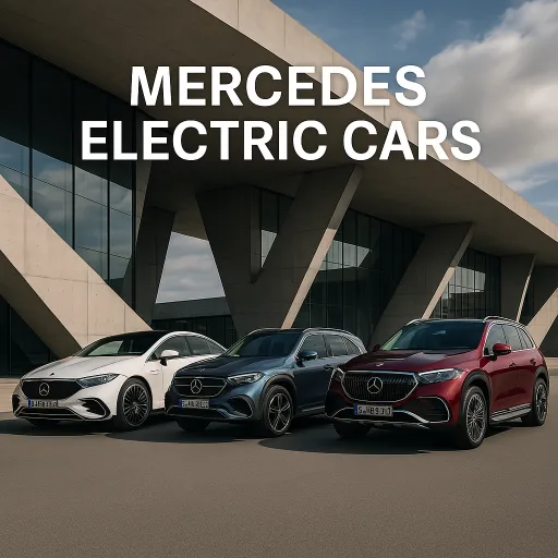 Futuristic Mercedes electric cars lineup displayed in a luxury showroom under ambient lighting, highlighting innovation and elegance in EV design